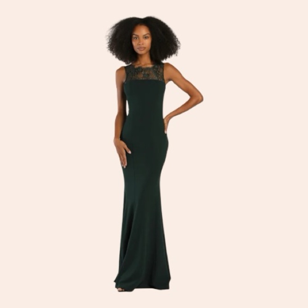 Lulus True Passion Lace V-Back Mermaid Dress Emerald Green Size Small NWT